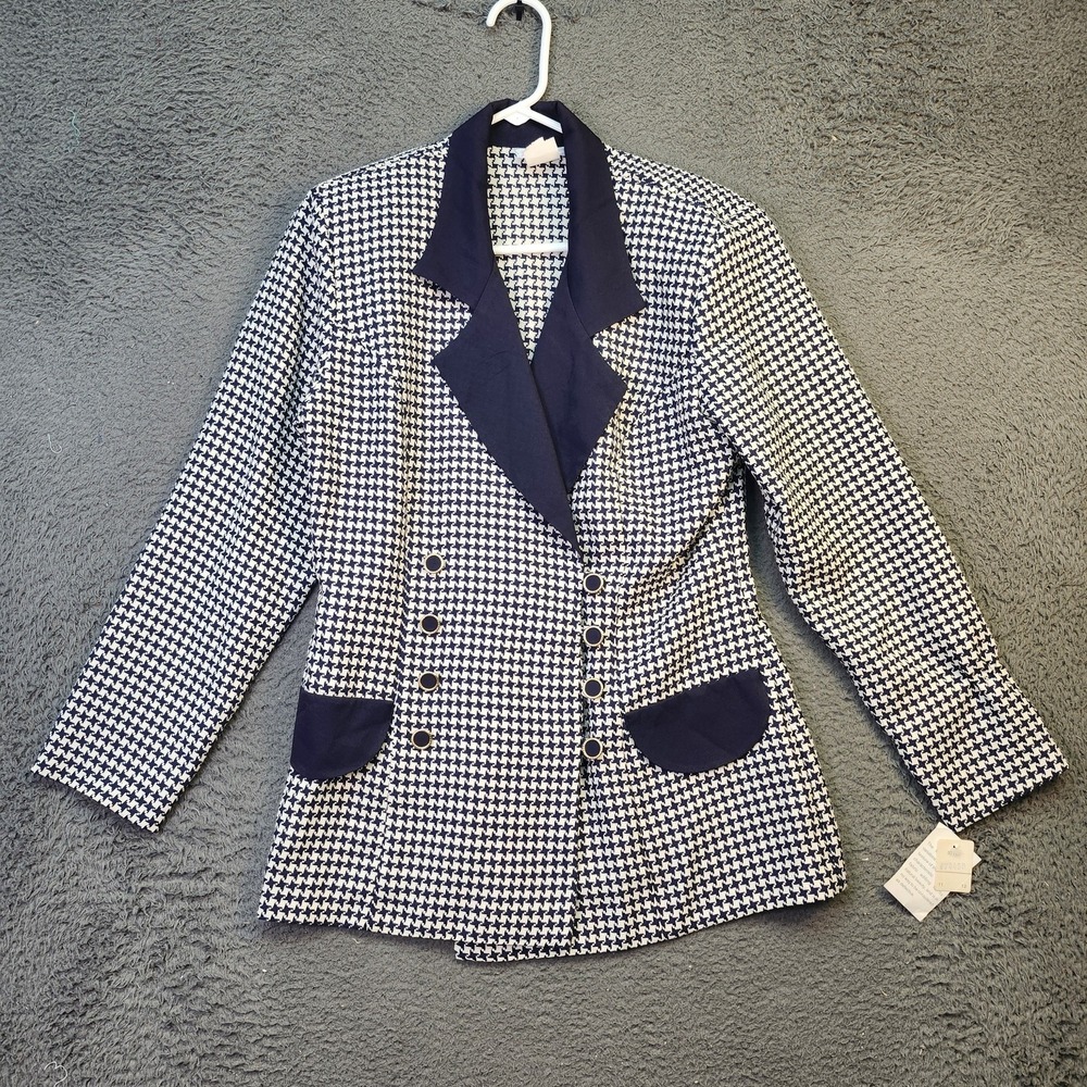 Vintage Fredericks of Hollywood Blazer Womens 11 12 Houndstooth 90s Jacket NWT